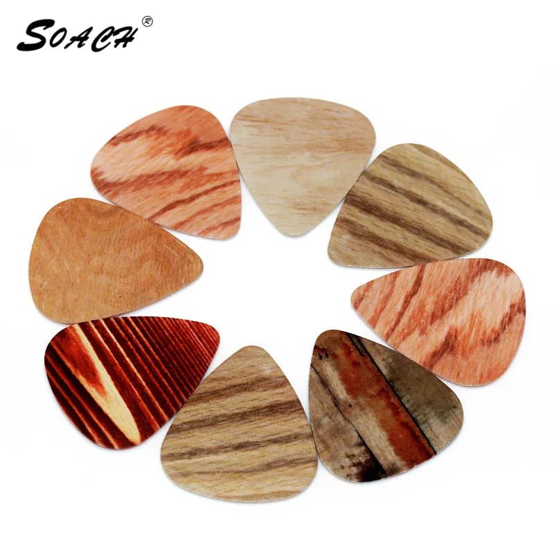 SOACH 10 pz/lotto 1.0mm di spessore basso plettro parti di chitarra vendita di legno grano pedale Guitarra/ukulele accessori cinghia