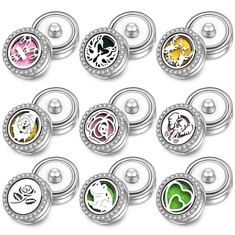 Nuovo Aromaterapia Snap Bottoni Dei Monili 18 millimetri Magnetica Locket del Profumo In Acciaio Inox Olio Essenziale Diffusore Accessori Braccialetto