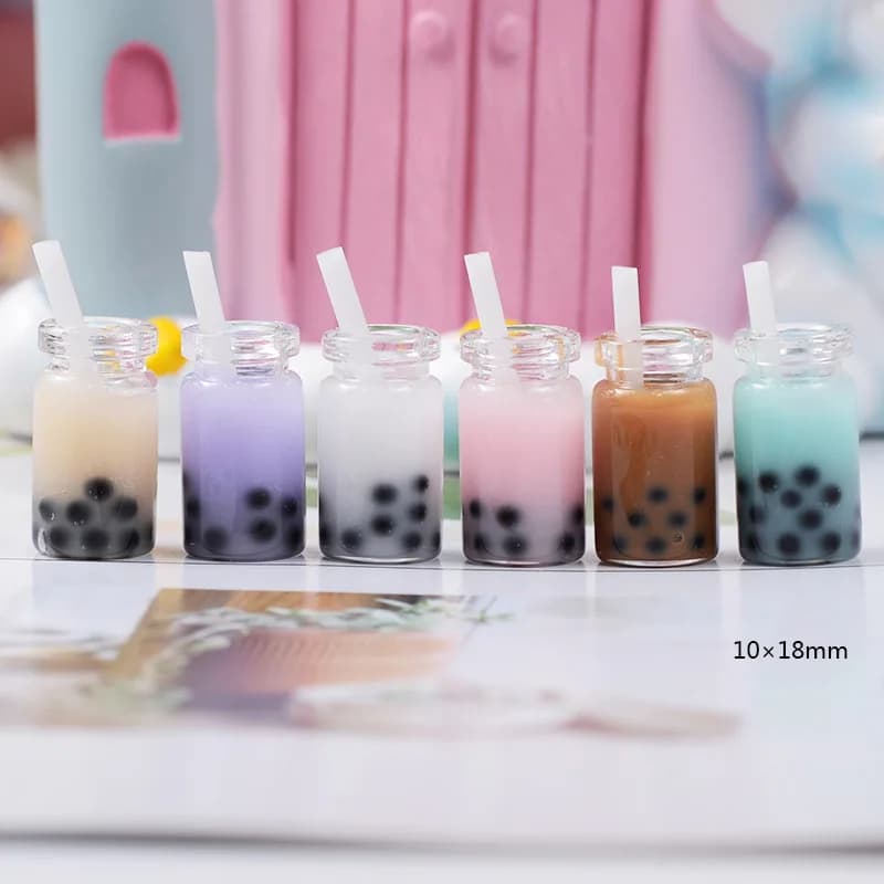 8 pz Tè Tazza di Caffè Bottiglia di Bevanda Polimero Melma Pendenti e Ciondoli Modellazione di Argilla Kit FAI DA TE Accessori Scatola Giocattolo Per I Bambini Forniture di Melma