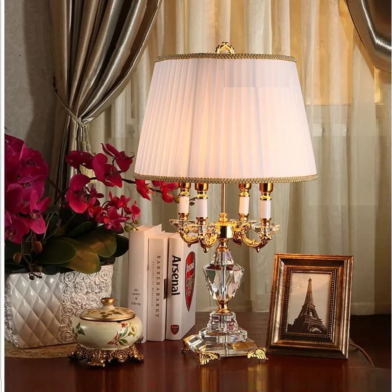 Luxury crystal table lamp lighting bedside lights for bedroom lamp in luxury fashion crystal Abajur bedside table hotel room k9 Luxury
