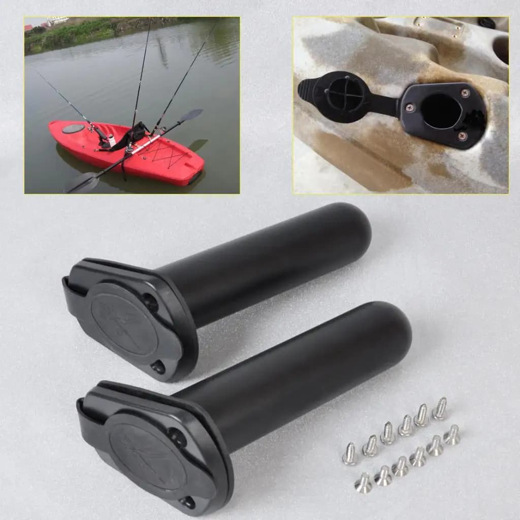2pcs Sea Marine Boat Mounting Wire Fishing Rod Holder with Cover Protection Gasket for Kayaking Boats Fishing Equipment Box Accessories