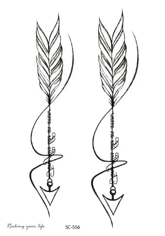 Rocooart SC556 frecce bianche nere Tatuagem donne autoadesivo del tatuaggio temporaneo impermeabile Body Art tatuaggio finto disegno Taty per uomo