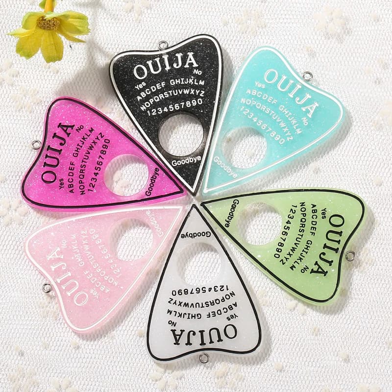 10 pz 42*60MM Ouija Planchette Charms Flatback resina cabochon accessorio Glitter per collana ciondolo fai da te