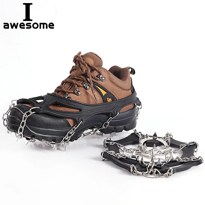 19 denti in acciaio pinza per ghiaccio punta per scarpe antiscivolo escursionismo arrampicata neve punte ramponi tacchetti catena artigli impugnature stivali copertura
