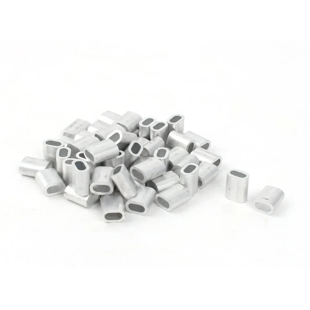 50 pz 3mm diametro fune metallica in acciaio ghiere in alluminio manicotti Clip raccordo crimpature per cavi 9x6mm tono argento