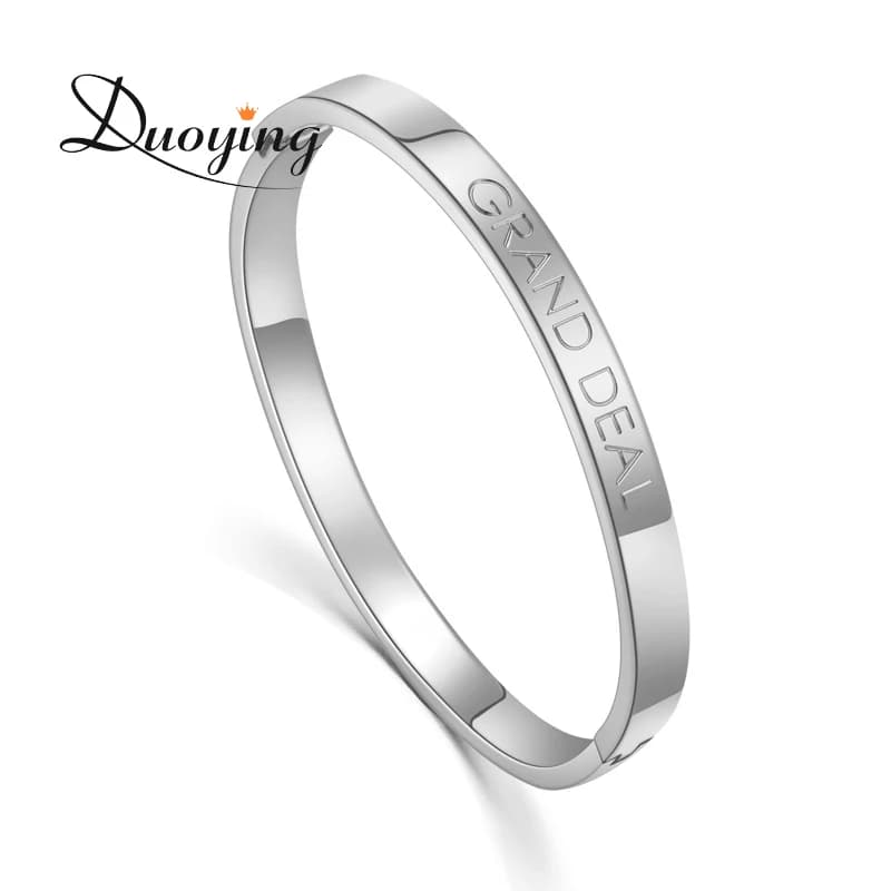 DUOYING Acciaio Inossidabile 4/6/8mm Amante Nome Personalizzato Braccialetti Personalizzati Semplice Cerchio di Amicizia Bracciale Coordinato per Regali