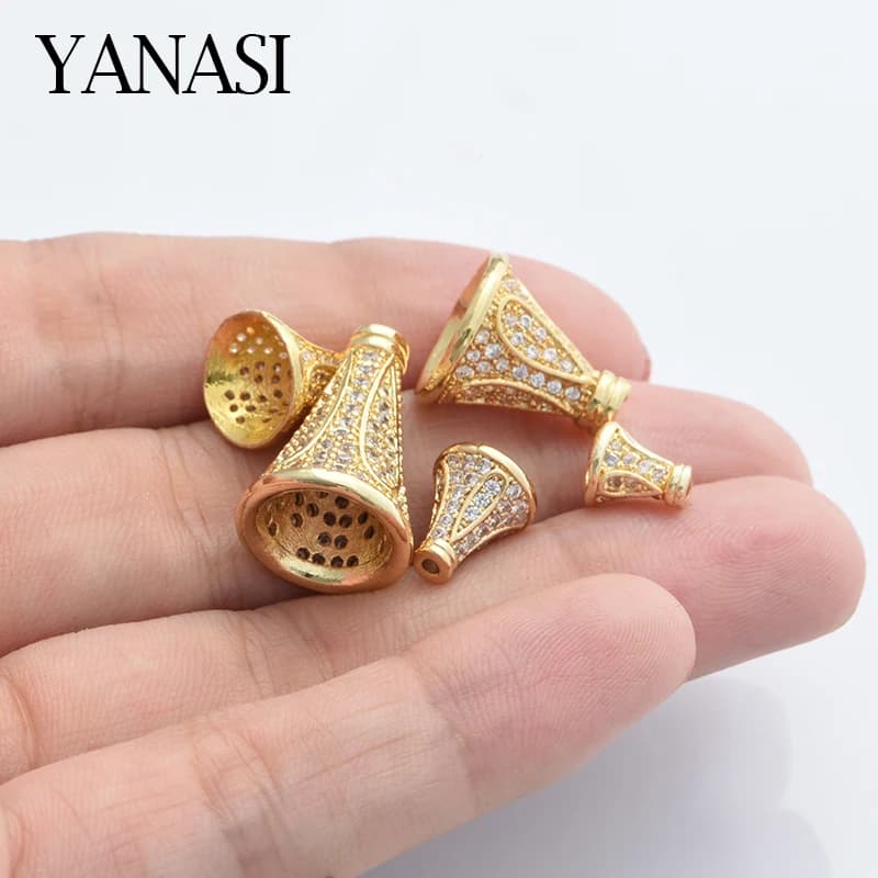 1PCS Brass Tassle Bead Caps DIY Jewelry Findings Handmade Earrings Bracelet Cubic Zirconia Necklace Making