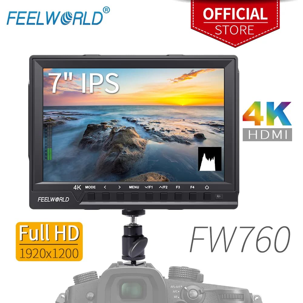 Feelworld FW760 7 pollice IPS Full HD 1920x1200 4 k HDMI Monitor Della Macchina Fotografica per DSLR Rig con Un Picco messa a fuoco Assist Istogramma Esposizione