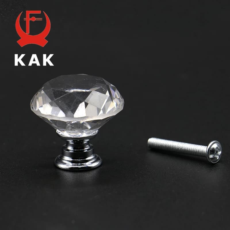 KAK 5 pz/lotto 20-40 millimetri di Figura Del Diamante di Disegno di Cristallo di Vetro Manopole Armadio Cassetto Estraibile Armadio Da Cucina Armadio Maniglie ferramenteria e attrezzi