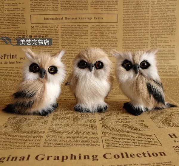 3-Pack 7cm Lifelike Soft Plush Owl Dolls Cute Simulation Educational Animal Figures Collectible Toys for Kids Small Size