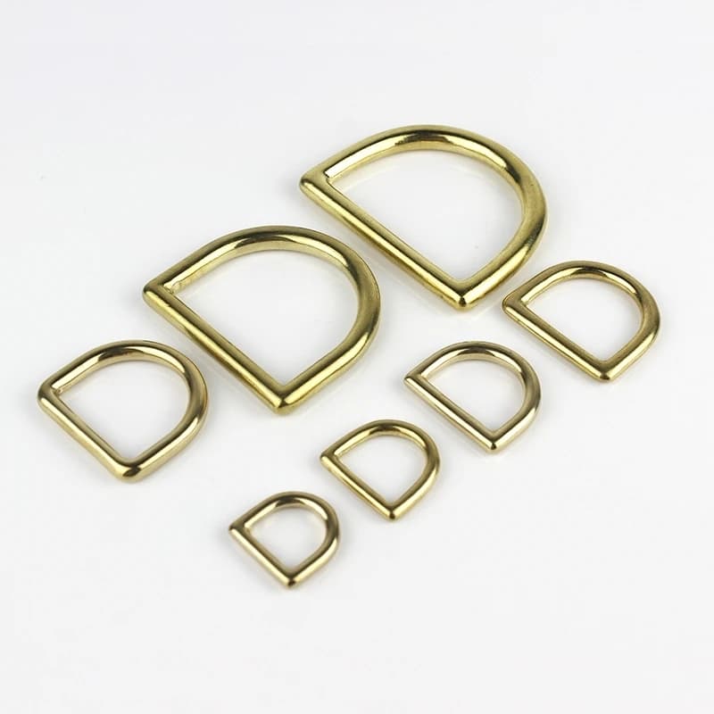 Imbracatura in ottone massiccio con anello a D, sella per collare per cani da compagnia, imbracatura in tessuto, anello Dee, borsa artigianale in pelle, accesso hardware per bagagli