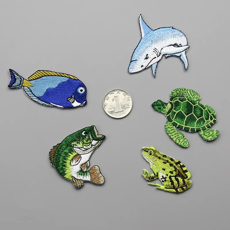 1 pezzo ricamato pesce tartaruga animale patch per abbigliamento ferro su banner fai da te applique adesivi borse cucire distintivi patchwork