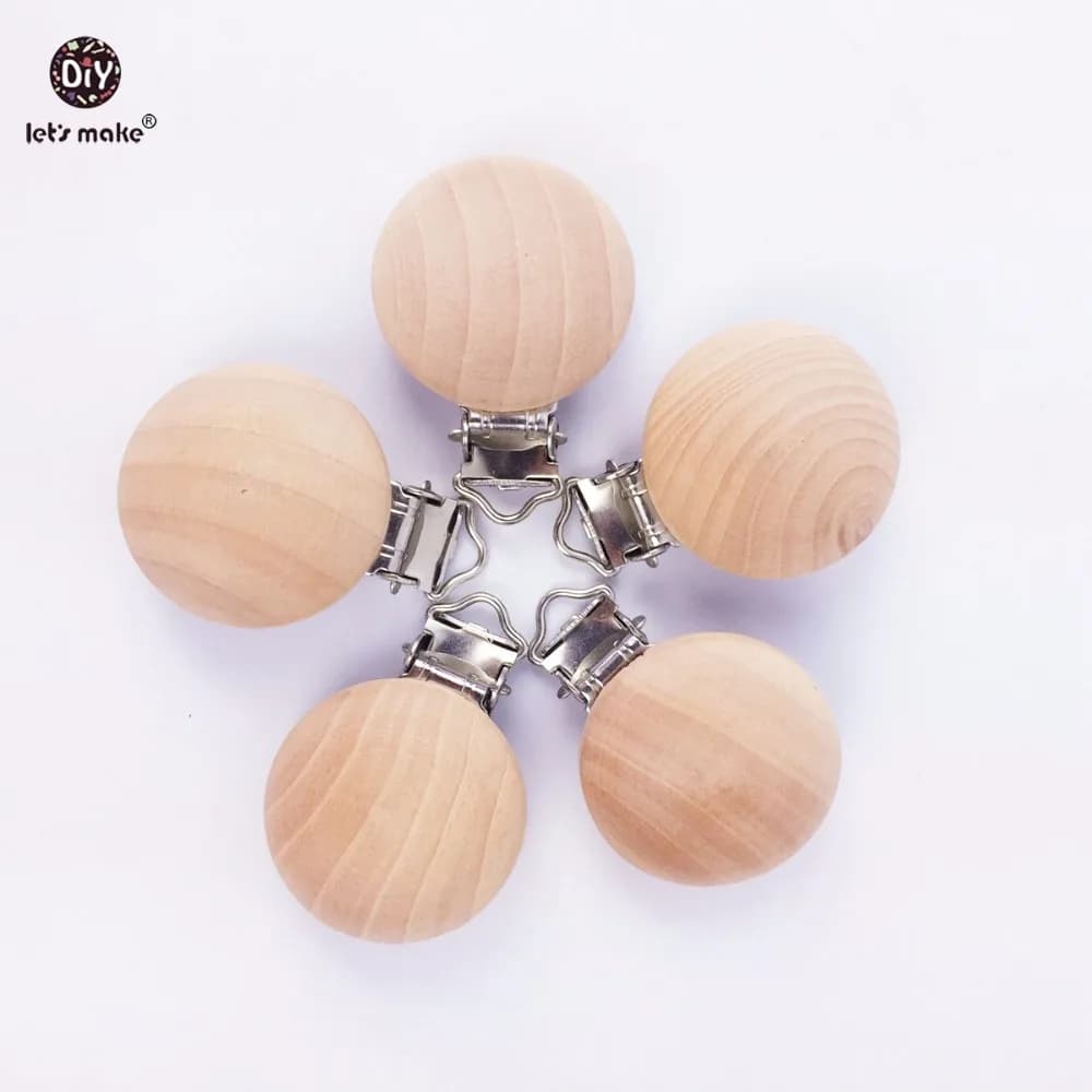 Facciamo in legno 20 pz ciuccio acero clip in metallo titolare tondo massaggiagengive ciuccio perline dentizione in legno massaggiagengive