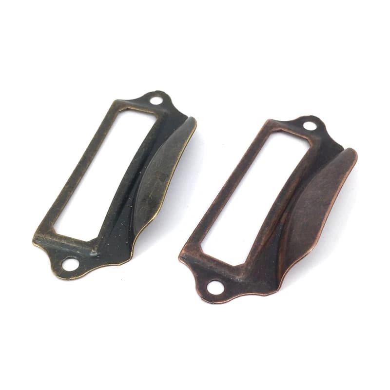 10 pezzi scatola antica armadio etichetta in metallo telaio porta carte di carta maniglia manopola hardware 69mmx29mm
