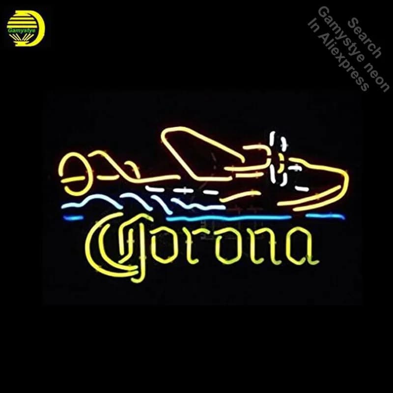 Insegna al neon per aereo Coron Idrovolante Lampadine al neon artigianali insegne Tubi di vetro Decora la parete creatore di luci al neon Insegna dropshipping