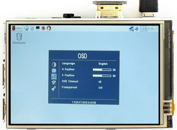 3.5-inch HDMI touchscreen LCD display compatible with Raspberry Pi