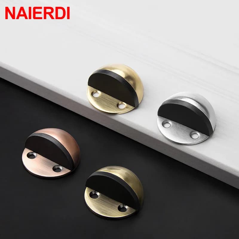 NAIERDI 7 colori fermaporta in gomma in acciaio inossidabile adesivo senza punzonatura fermaporta fermaporta montati a pavimento senza chiodi