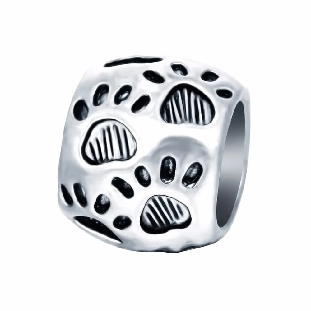 Kinitial 10Pcs Cane Nodo Del Cuore Zampa a Forma di Branelli di Fascino Cucciolo di Cane Footprint Paw Su Rotondo del Branello di Fascino misura il Braccialetto accessori