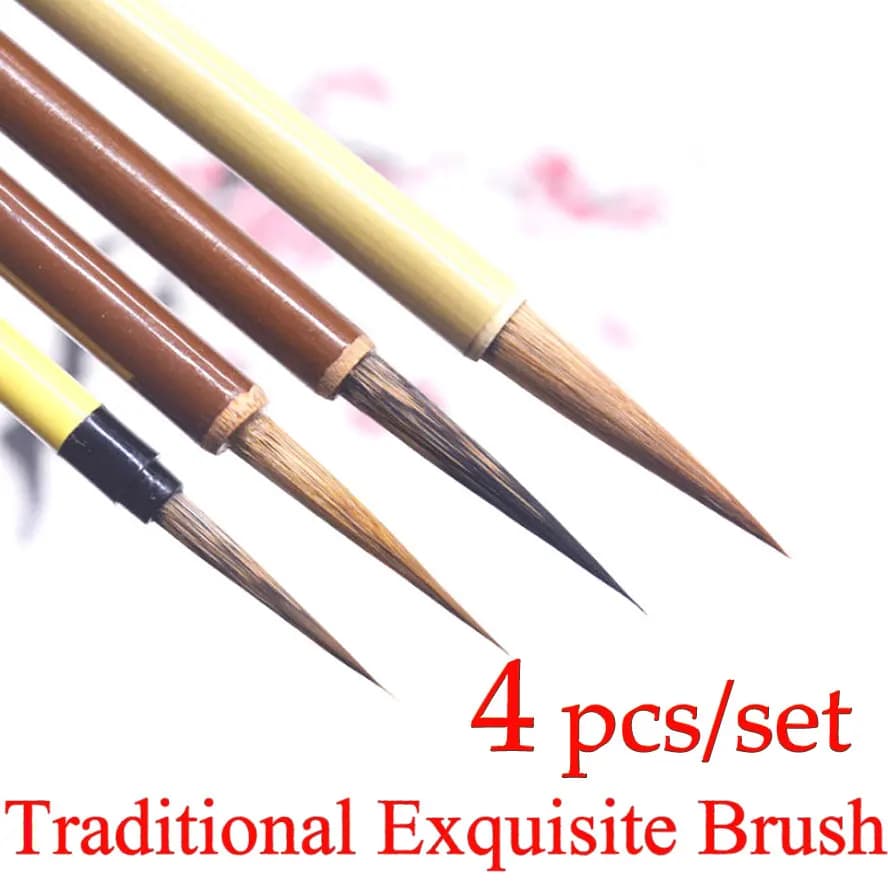 4 pcs/set Chinese Painting Calligraphy brush Weasel badger hair brush for Fine brushwork Realistic painting supplies