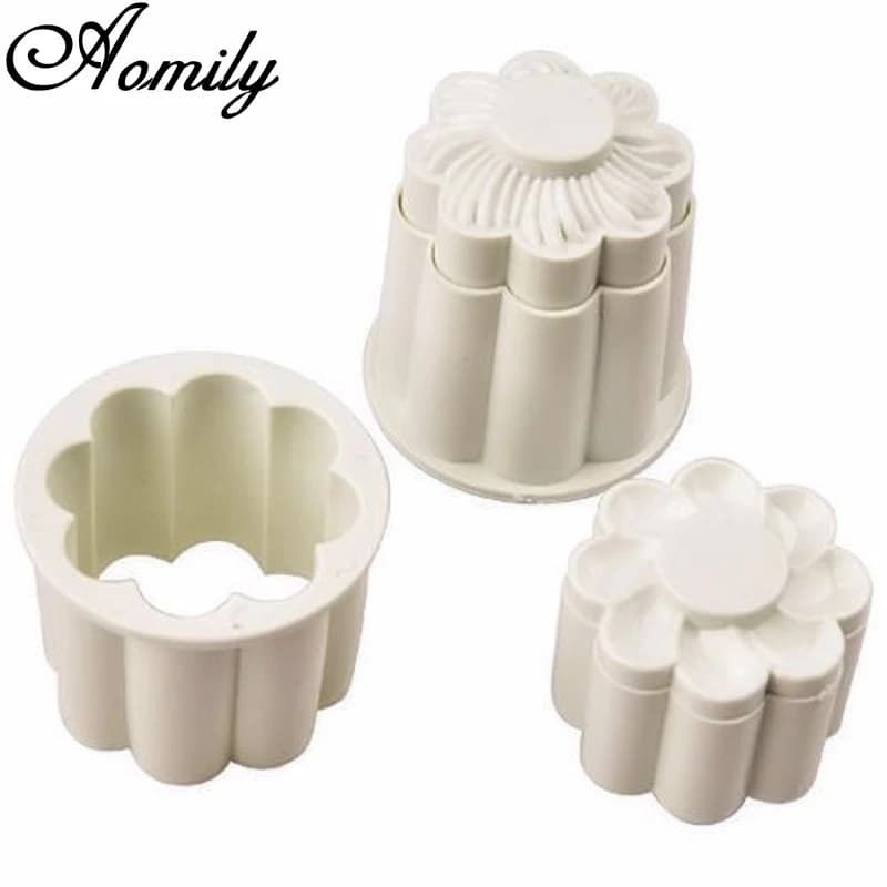 Aomily 2 pz/set fiori 3D biscotti fondente Cutter torta fatta in casa pasticceria fai da te cottura in rilievo cioccolato biscotto stampo decorazione