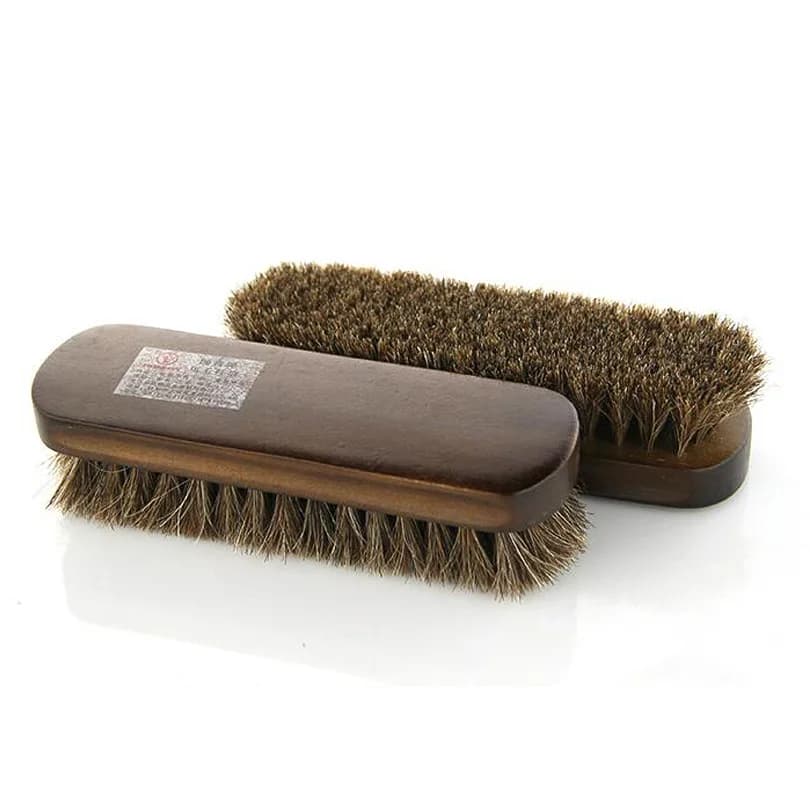 DOOGALKAI 1 pz spazzola per scarpe in crine di cavallo pieno, strumento per lucidare l'olio, scrub in pelliccia scamosciata, scarpe in pelle trasparente cenere
