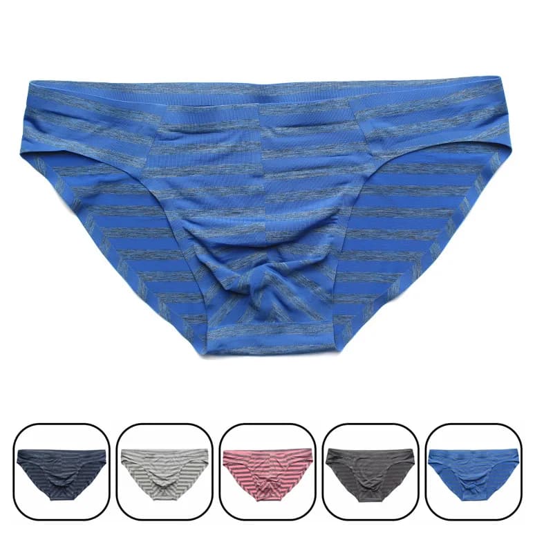 Sexy Men Striped Underwear Men's Ice Silk Briefs Breathable Seamless Panties Cueca Male Cool Underwear 5 Colors