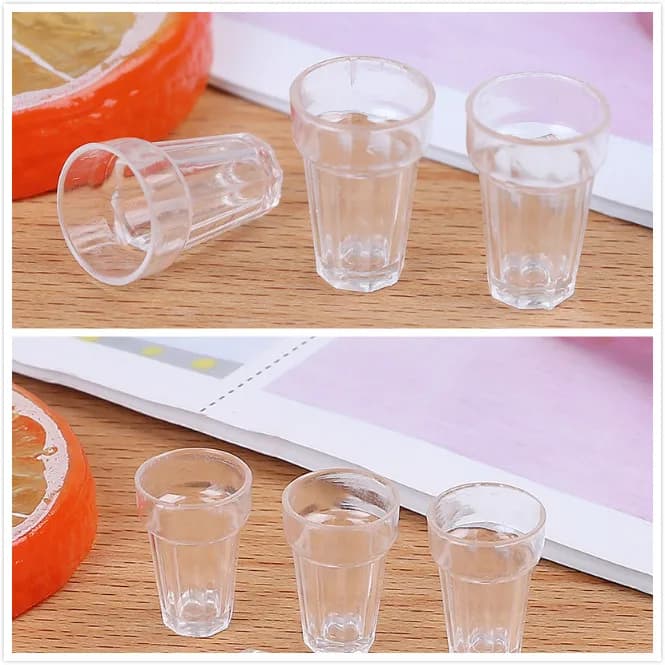 4 pz/set resina trasparente casa vetro modello calice miniatura Mini vino birra tazza casa delle bambole mestiere parti fai da te scala 1:12