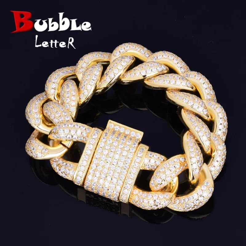 23mm Chunky Miami bracciale a catena cubana AAA Zirconia uomo gioielli Hip hop colore oro Big Lock Bangle 7 "8"