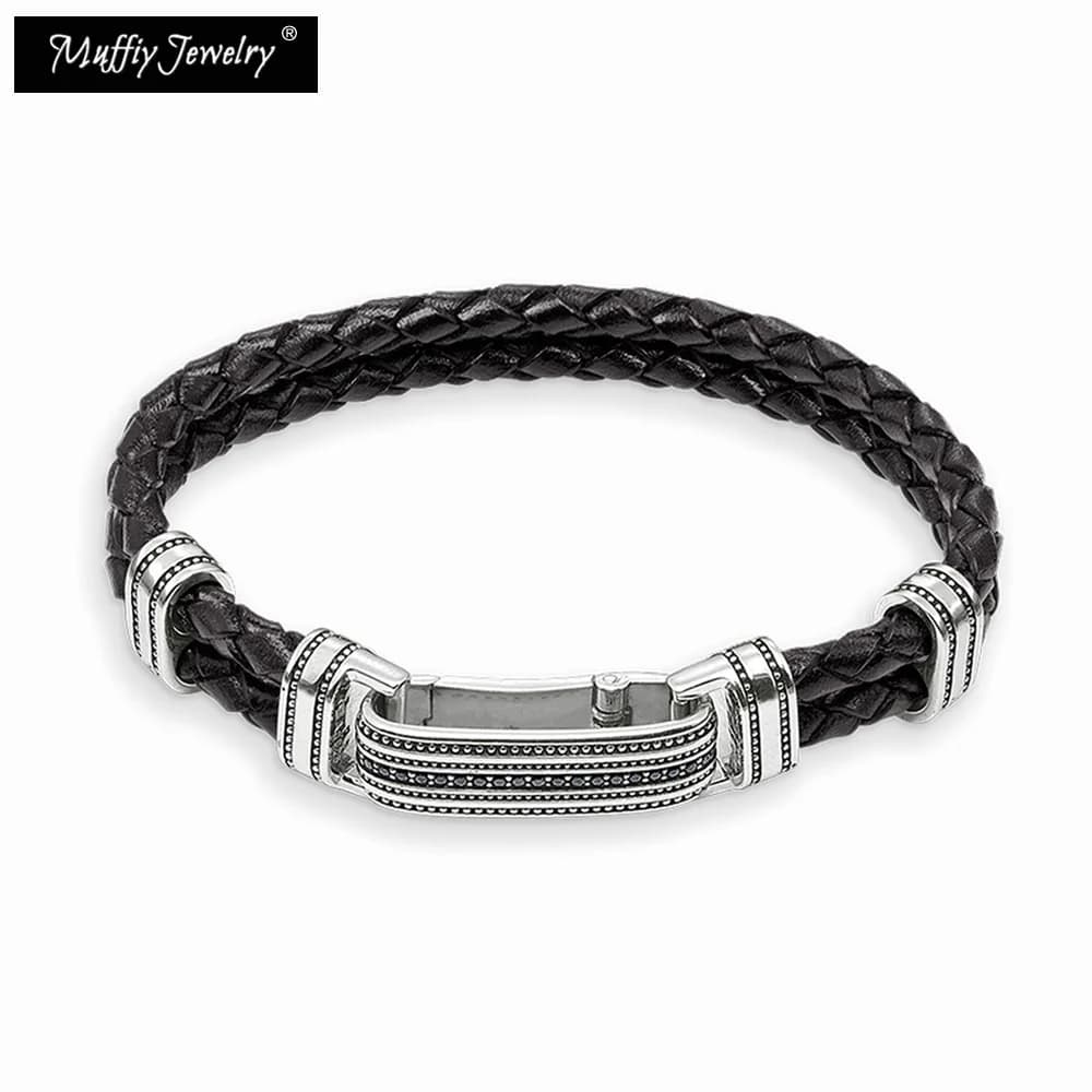 Lane Leather Bracelets ,2017 Super Deals Heart Gift In Silver,Europe Style Rebel DIY Punk Fashion Jewelry For Men & Women