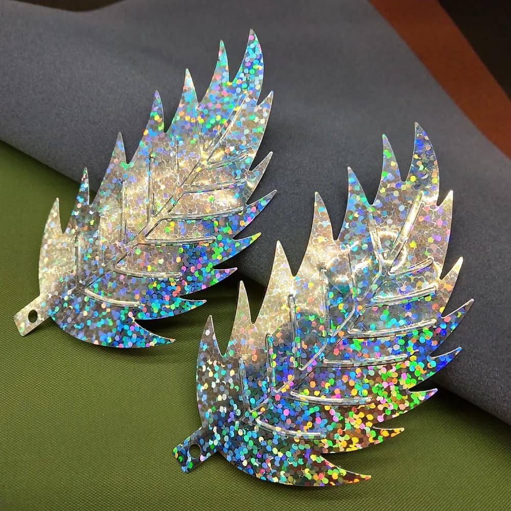 LNHOME 50pcs 90*46 millimetri Laser Argento di Grandi Dimensioni Paillettes Foglia Per L'artigianato di Cucito FAI DA TE Accessori di Abbigliamento