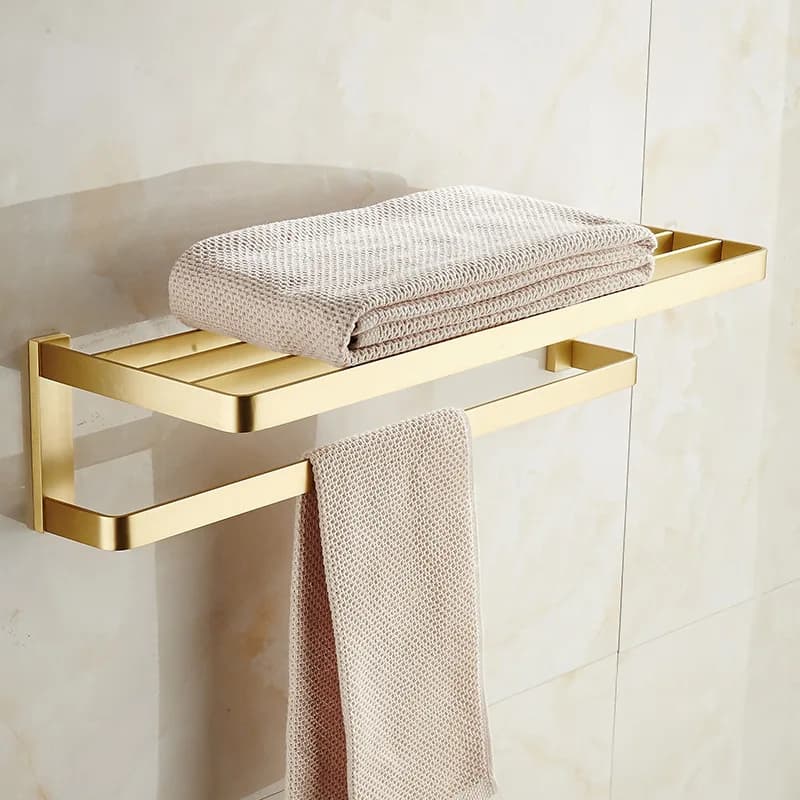 MTTUZK Set di accessori per il bagno in ottone massiccio spazzolato oro Porta carta Porta asciugamani Porta accappatoio Porta asciugamani Accessori da bagno dorati