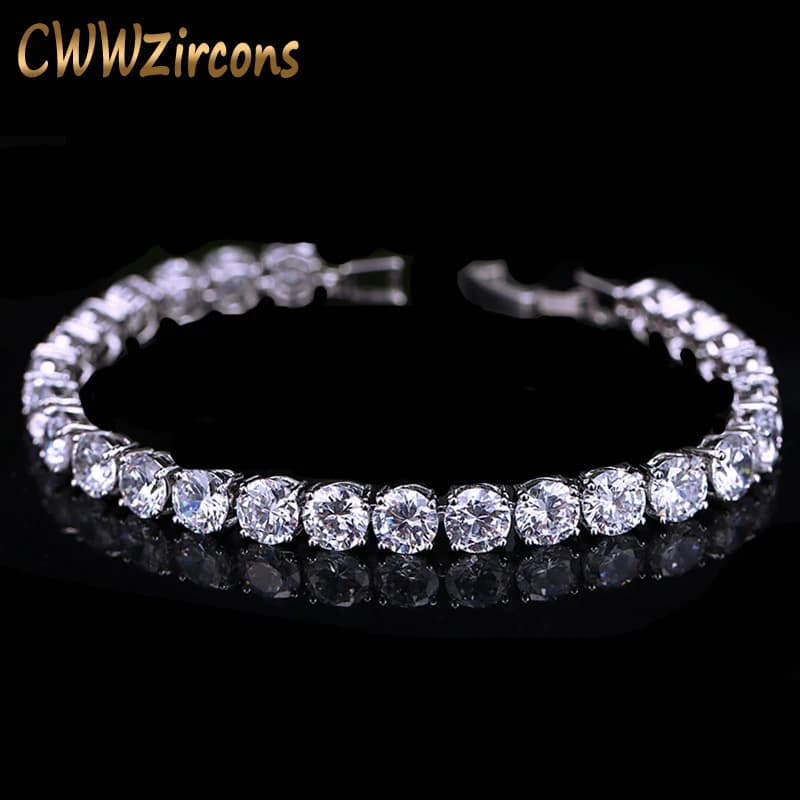 Cwwzirconi 2022 ultimo Design in oro bianco colore AAA rotondo 0.5 carati Cubic Zirconia Tennis braccialetto gioielli per donna
