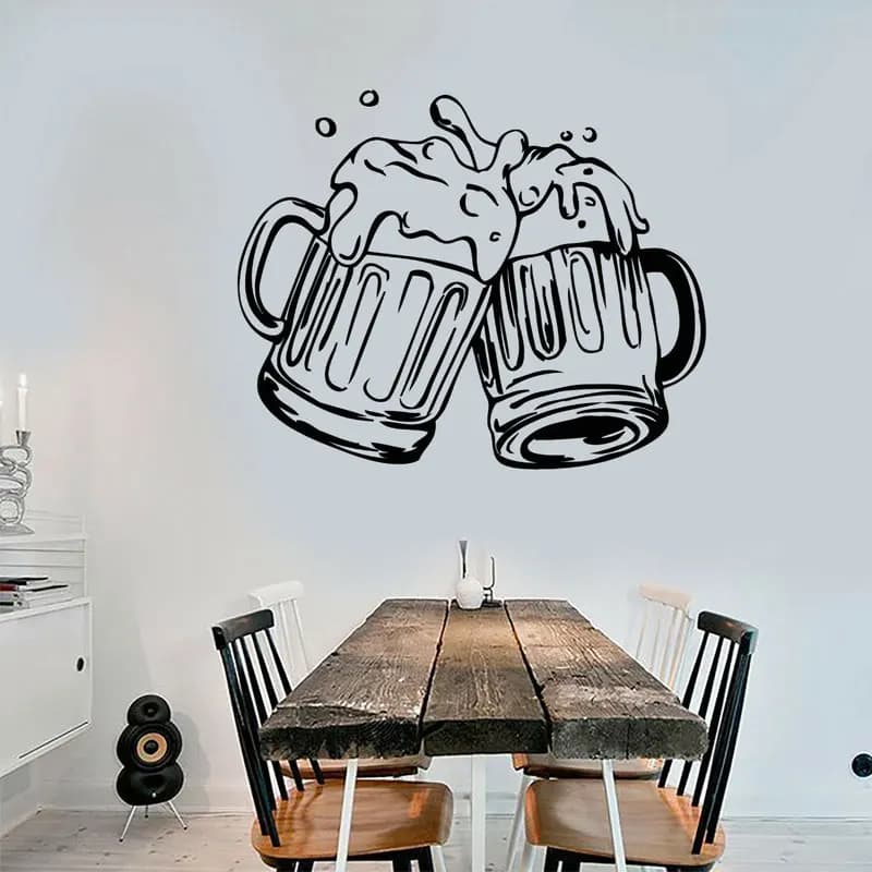 Tazze di birra Pub Alcol Bar Adesivi Decalcomania da muro in vinile Rimovibile autoadesivo murale Decorazione moderna Carta da parati 3180