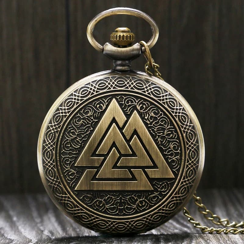 Valknut tre triangoli ad incastro mitologia nordica orologio da tasca in stile antico Full Hunter donna uomo orologio analogico Fob miglior regalo