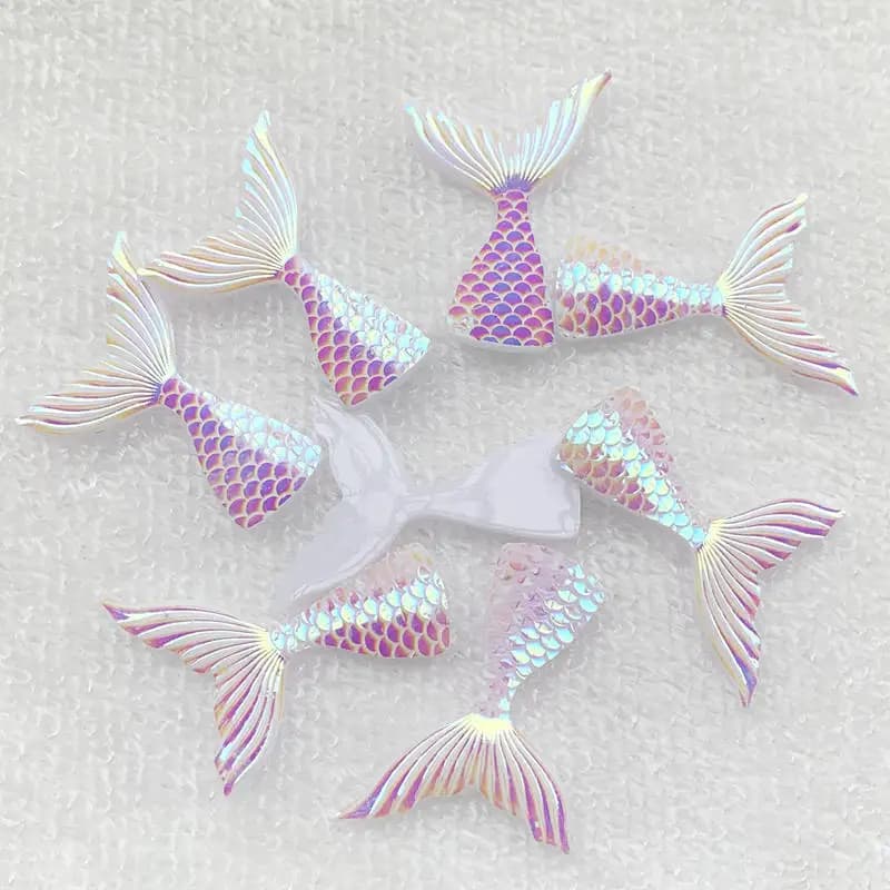 Nuovo Bianco Coda di Pesce AB Strass di Cristallo del Diamante di Scintillio Del Chiodo Pietre FAI DA TE 3d di Disegno Della Forcella Decorazioni di Arte 10 Pz/set 28*39 millimetri