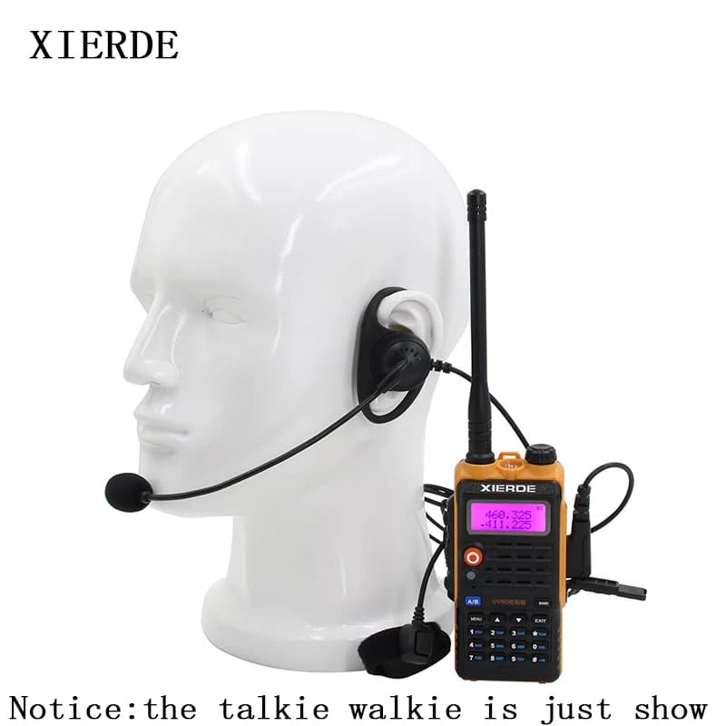 Auricolare tattico a forma di D a 2 pin PTT Mic Auricolare con gancio per l'orecchio per Baofeng Kenwood Talkie Walkie Radio