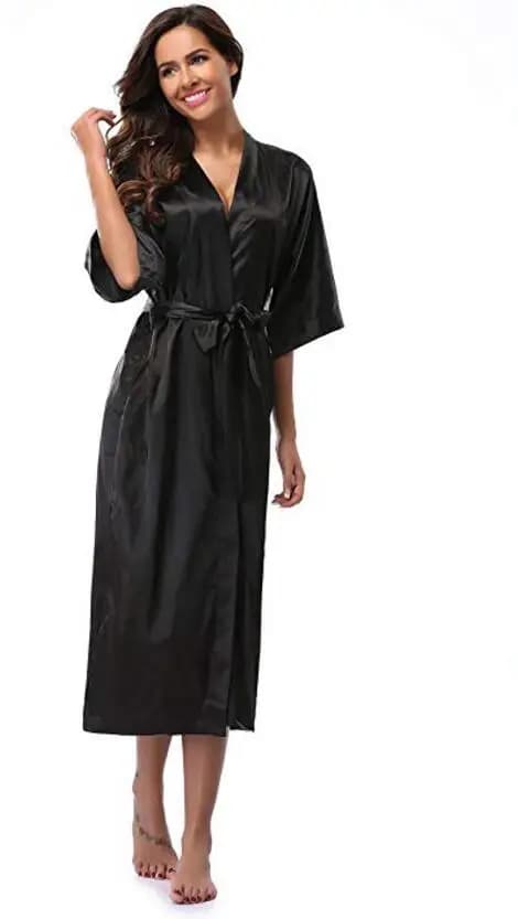Women's Silk Satin Long Wedding Bridesmaid Of Honor Robe Kimono Robe Women's Big Size Bathrobe XXXL Peignoir Femme Sexy Bathrobe