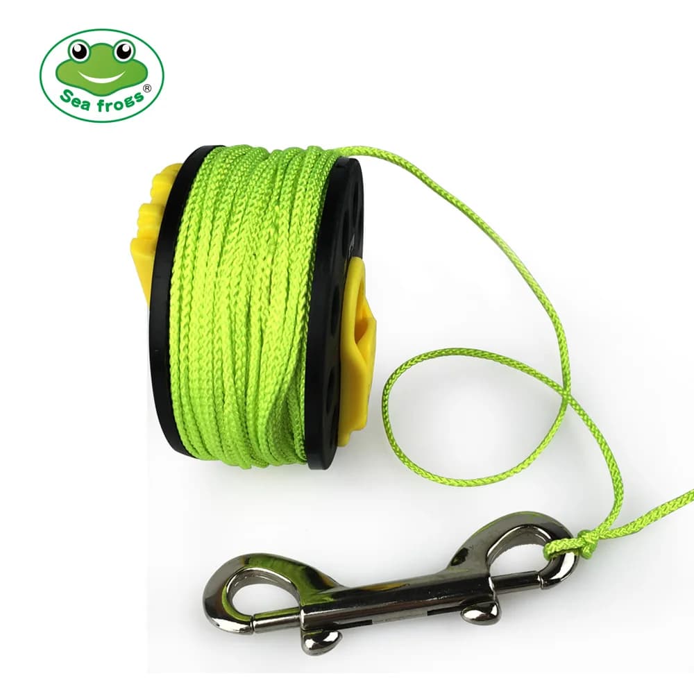 Scuba Diving Finger Reel Strumento per l'esplorazione della grotta Gancio in metallo Linea in nylon Bobina di filo Lunghezza 30 m Doppia impugnatura di avvolgimento Accessorio per subacqueo
