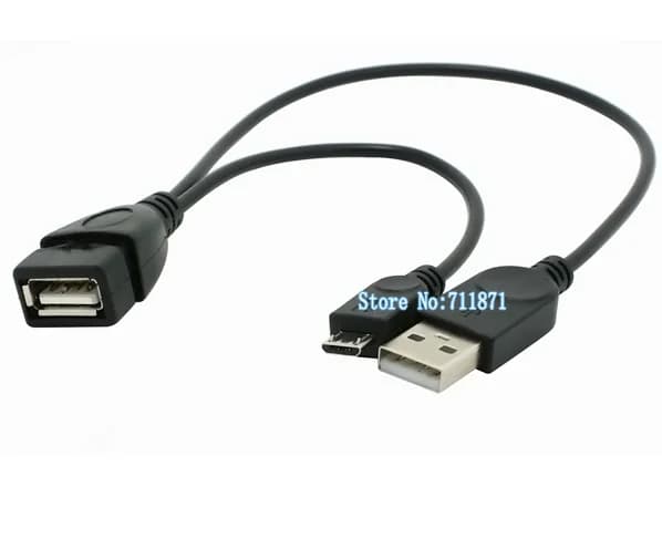 Cavo OTG Micro USB HOST 5P per alimentazione, connettore Micro OTG per cellulari, tablet, MID, UMPC, e-book, per collegare dispositivi USB come chiavette USB.