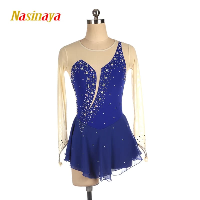Abito da pattinaggio di figura Gonna da pattinaggio su ghiaccio da competizione personalizzata per ragazza Donna Bambini Ginnastica 16 colori Manica lunga