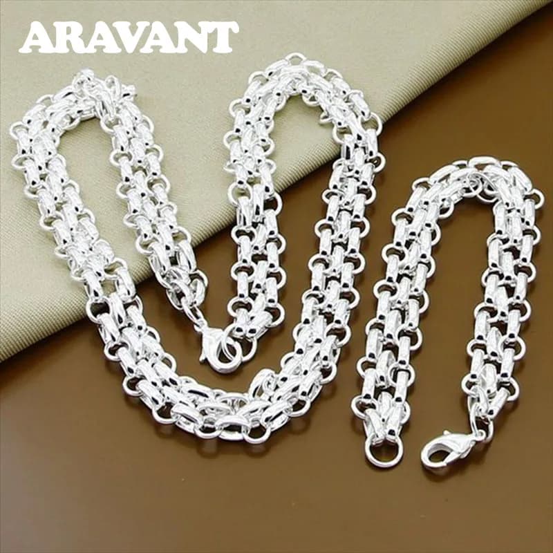 Aravant 925 argento semplice collana braccialetto Set di gioielli per donna uomo gioielli da festa