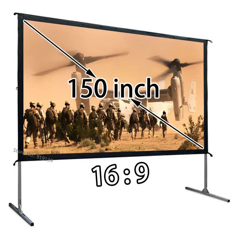Vendita caldo 16:9 piega veloce proiettore schermo di proiezione con vista frontale 130.7x73.5 pollici rapida di installazione per outdoor indoor movie