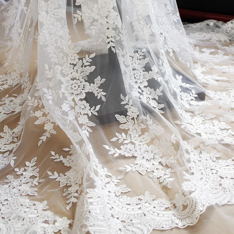 1 metro ricamo tessuto di pizzo paillettes pizzo applique in pizzo tovaglie tende materiali fai da te accessori da sposa