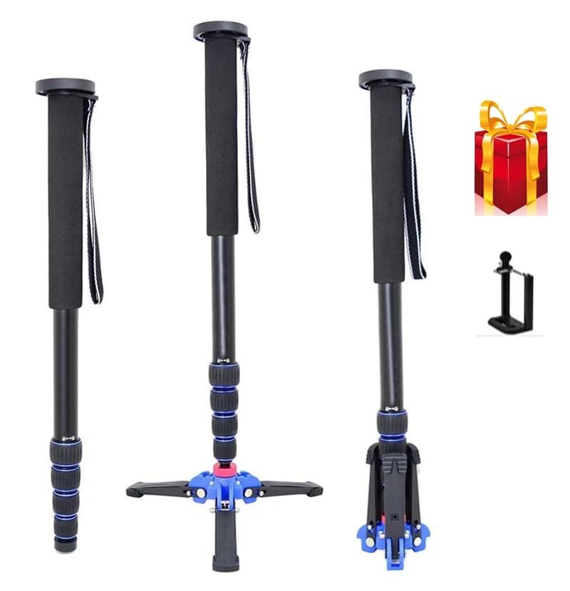Manbily A-222 +M-1 Base Tripod 1650mm Alumninum Camera Unipod Monopod Flip Lock w/3 Legs Base Tripod For Canon Nikon DSLR DV
