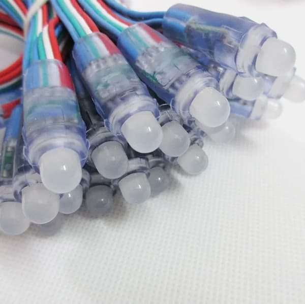 100 Pezzi Modulo LED RGB Catena Luminosa 12mm 5V Impermeabile IP68 per Display Fai-da-Te Pannello Pubblicitario DC5V Senza Nodo IC