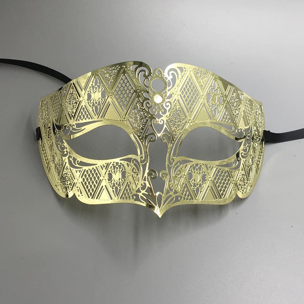 Maschere per occhi in maschera veneziana da uomo in filigrana di metallo maschile di lusso con taglio laser Maschere per feste di Halloween Cosplay Matrimonio Mardi Gras Ball
