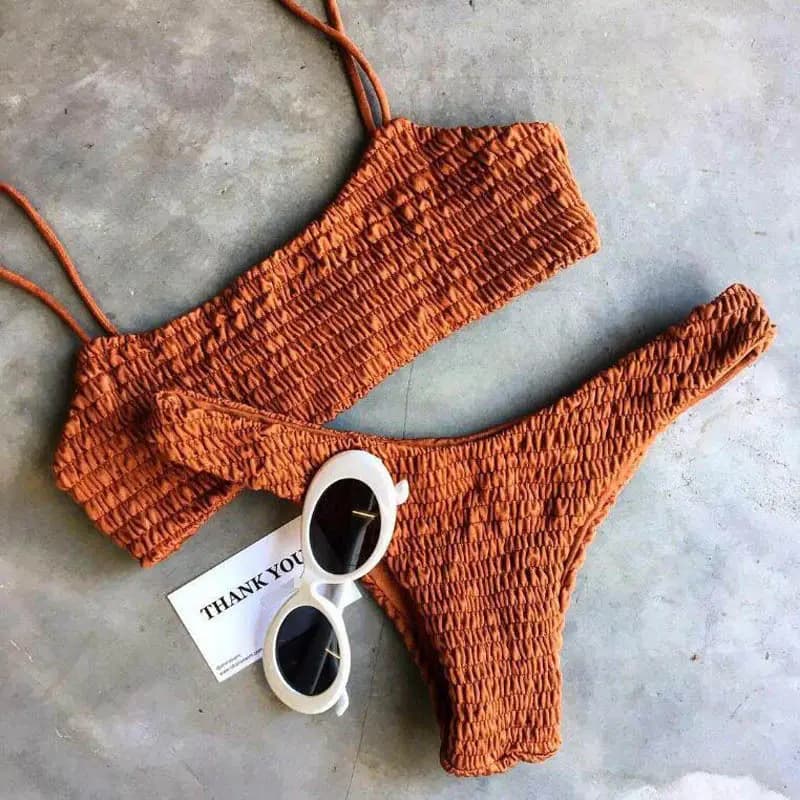 Nuova vendita calda donne sexy reggiseno imbottito push-up bikini set costume da bagno a pieghe costumi da bagno nuoto costume da bagno da spiaggia bikini set