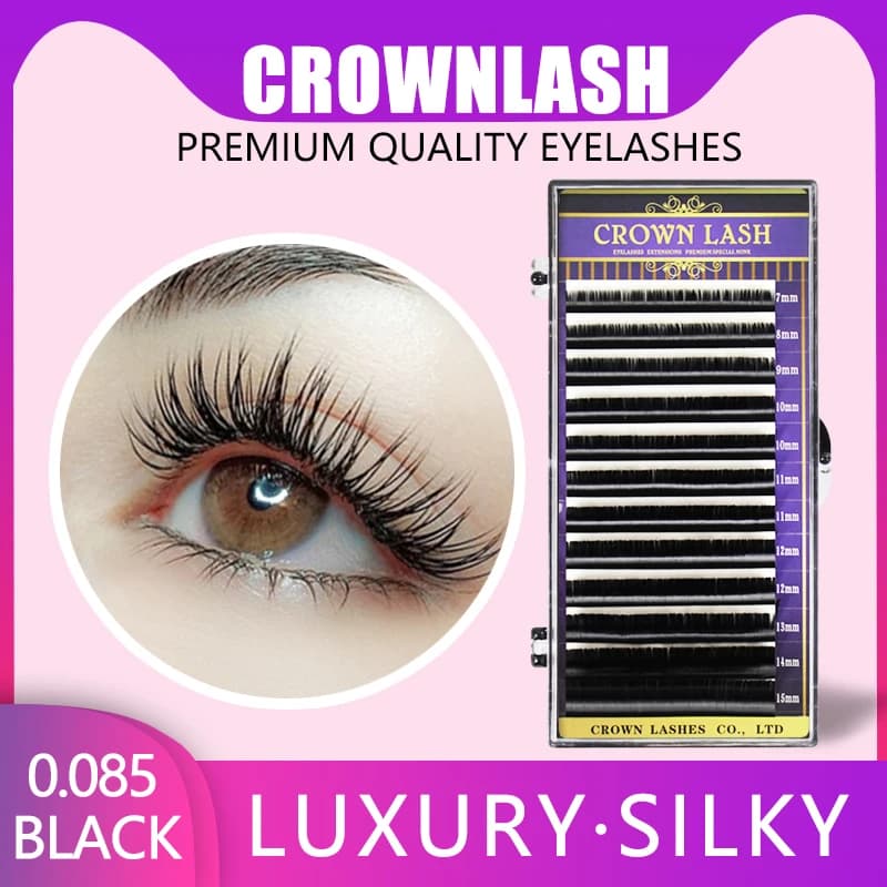 0.085 Russian Volume Lash B C D 7-15mm vassoio di dimensioni miste estensione ciglia nera CrownLASH
