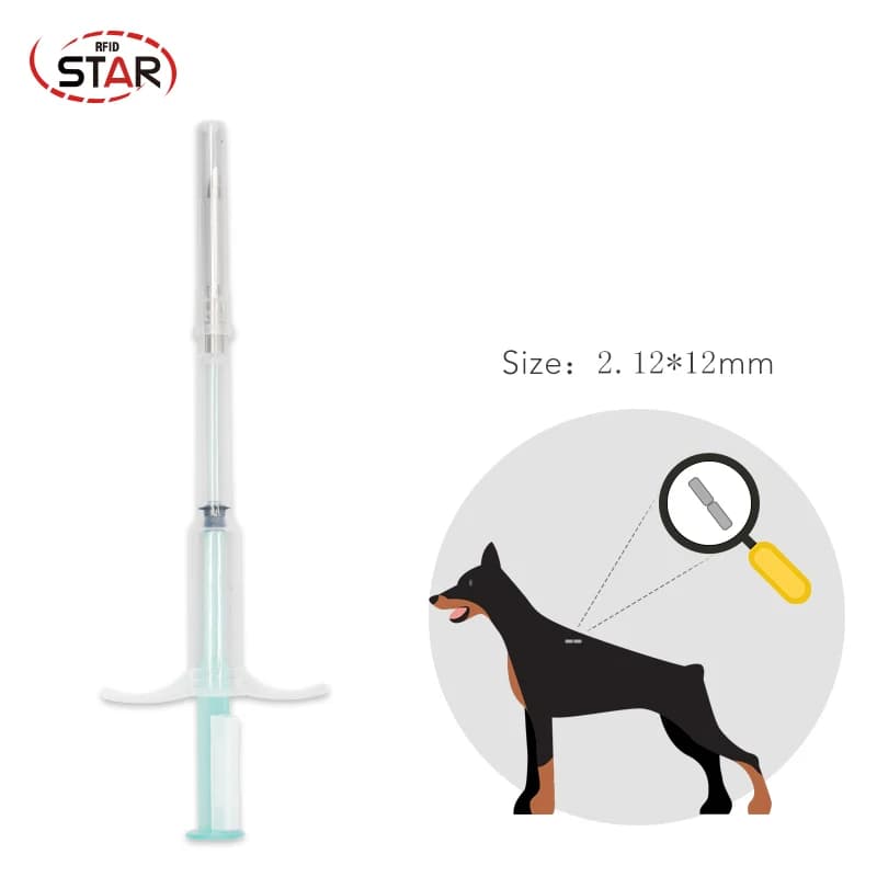1pc 2.12*12mm NFC Animale Microchip Siringa 13.56MHz ISO14443A Usa E Getta rfid pet siringa, microchip per animale da compagnia