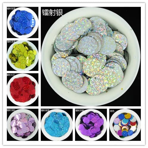 500pcs 20mm flat large round PVC Laser/holographic loose sequins Paillette sewing for wedding craft cloth cap home Decoration